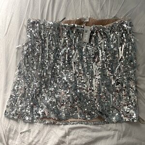 NWT ASOS Plus size silver sequin skirt